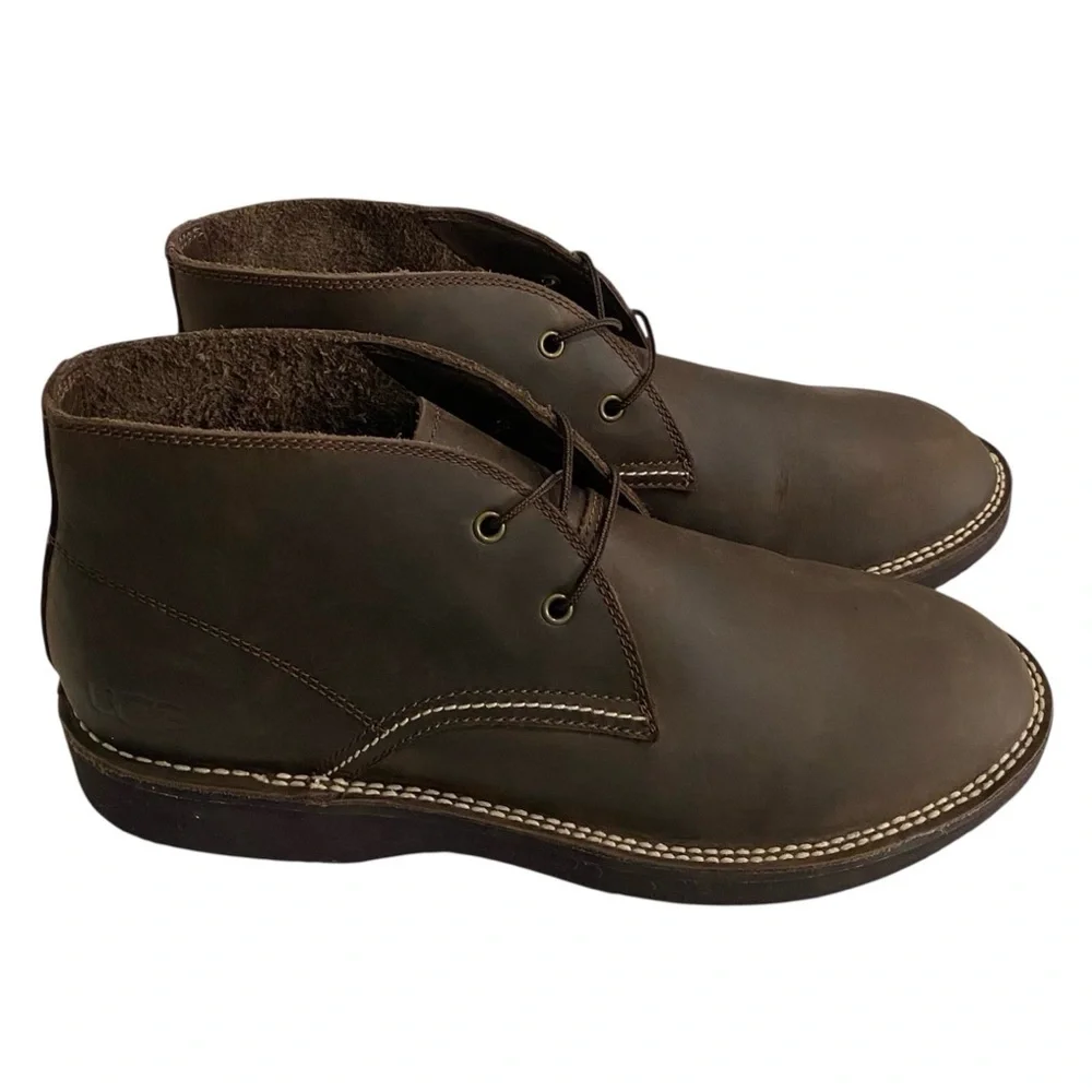 New UGG Camino Waterproof Chukka Boots Men’s 13 Grizzly Brown Leather Lace Up